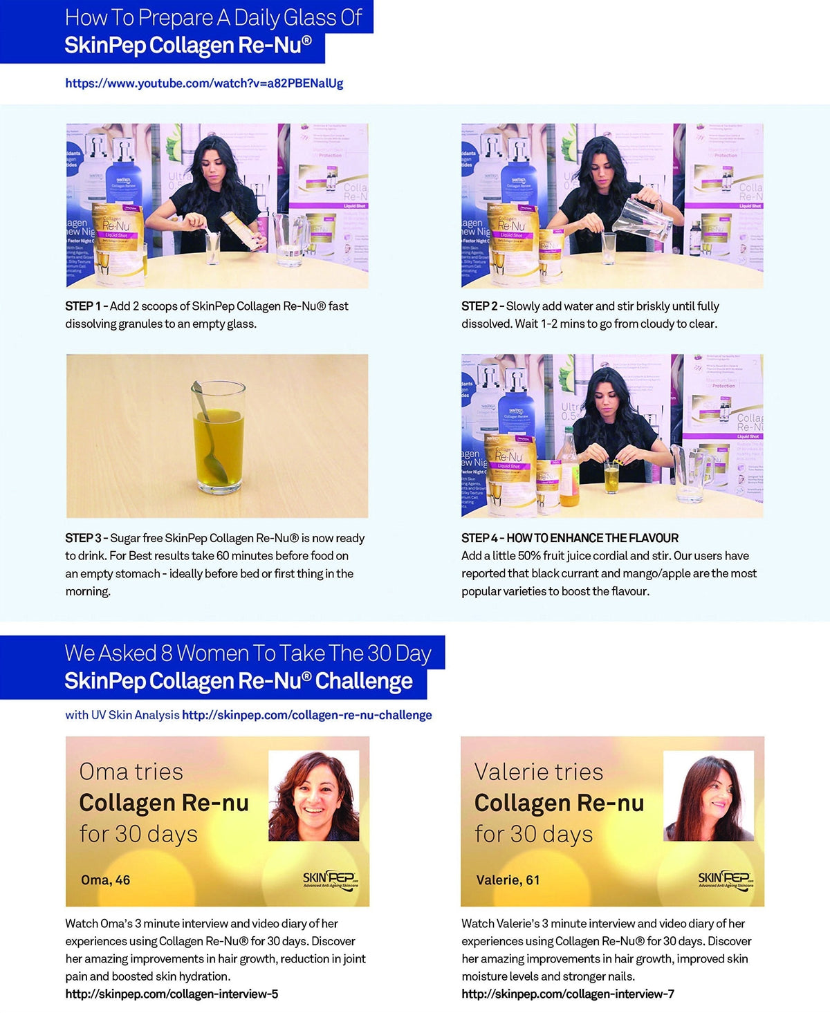 Premium Hydrolysed Marine Collagen Peptide Powder + VIT C, B Complex Hyaluronic Acid, & Stevia. Delicious Taste/No Fishy Smell - SkinPep® Collagen Re-Nu 300g - 30 Days Supply SkinPepBuy Supplements Australia