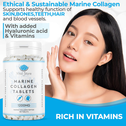 Marine Collagen Peptide Tablets 1200MG - 6 Month Supply - 180 High Strength Collagen Tablets My StoreBuy Supplements Australia