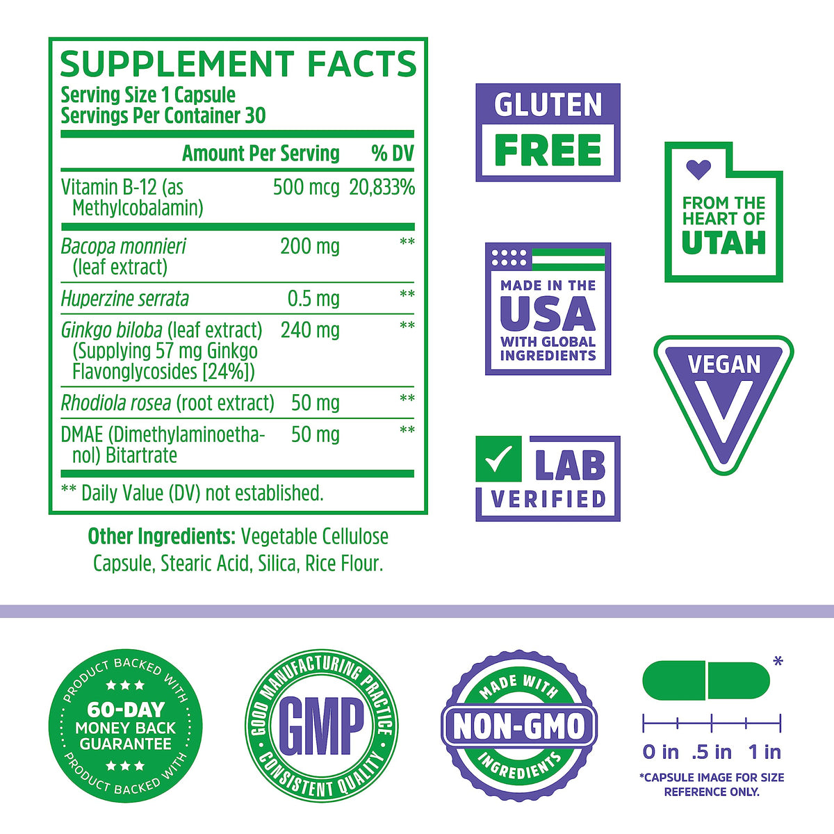 Zhou Neuro-Peak - Brain Supplements for Memory and Focus, Nootropic for Men & Women, Brain Support Pill for Adults, Brain Vitamins - 30 Veggie Capsules (Pack of 1) ZHOUBuy Supplements Australia