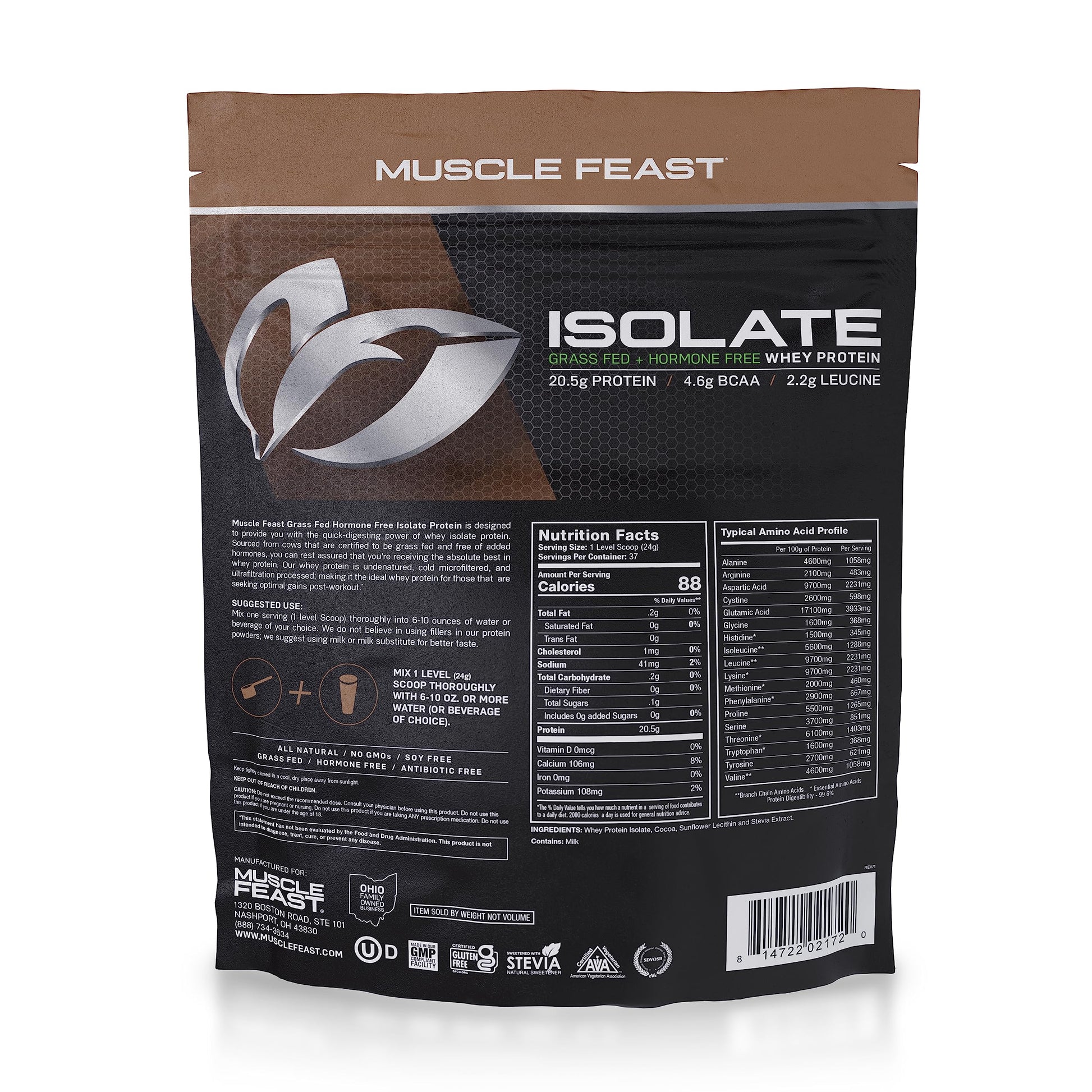 Muscle Feast Grass-Fed Whey Protein Isolate, All Natural Hormone Free Pasture Raised Muscle FeastBuy Supplements Australia