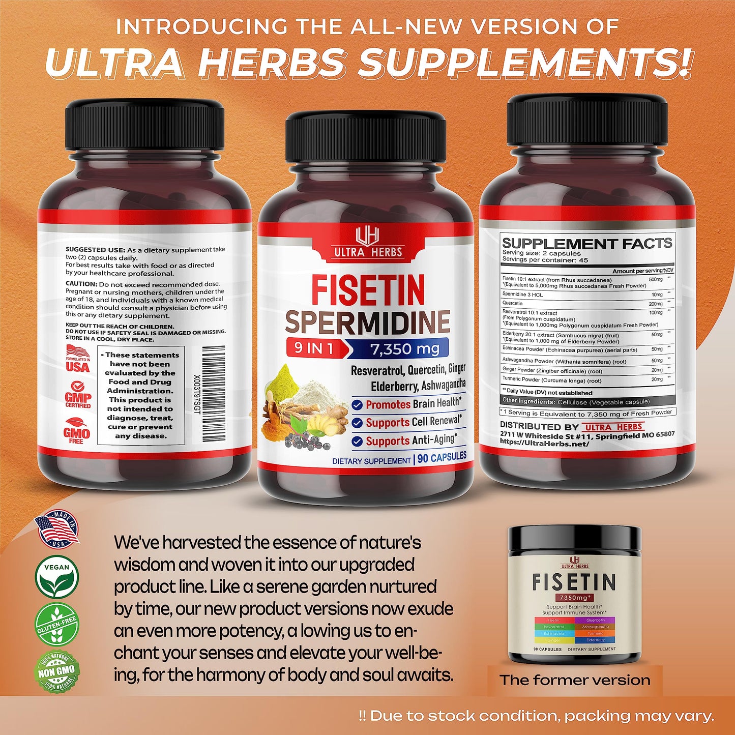 Ultra Fisetin Supplements Complex 7350mg Resveratrol 1000mg Quercetin 200mg ULTRA HERBSBuy Supplements Australia
