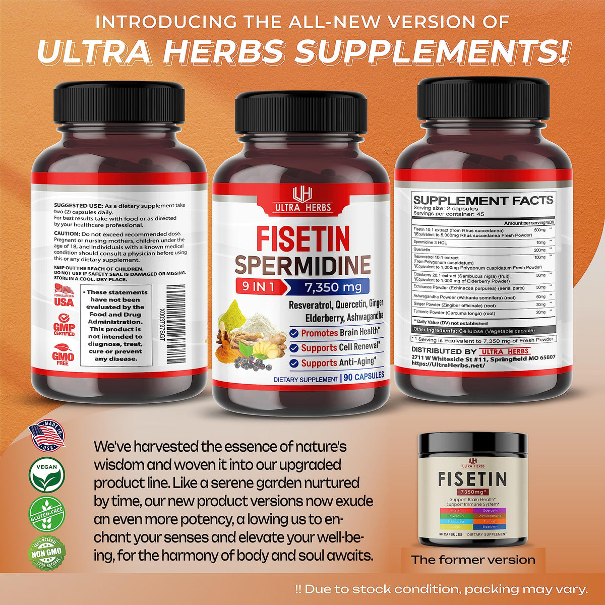 Ultra Fisetin Supplements Complex 7350mg Resveratrol 1000mg Quercetin 200mg ULTRA HERBSBuy Supplements Australia