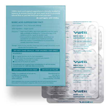 VWELL Boric Acid Vaginal Suppositories - Homeopathic Solution Maintains and Balances Healthy Vaginal pH & Microbiome Intimacy - Doctors Recommended (One Size, 30, Count) VWELLBuy Supplements Australia
