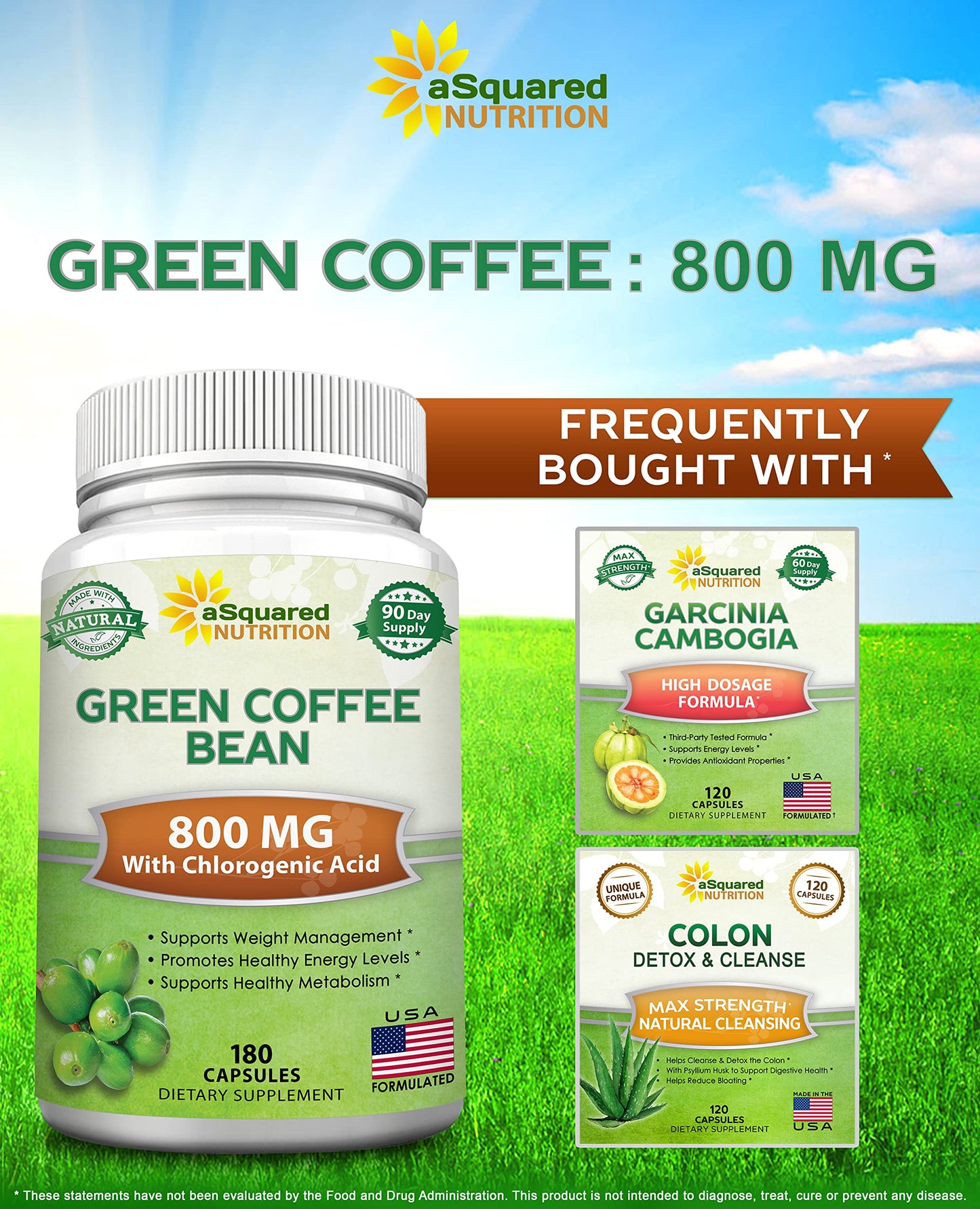 aSquared Nutrition Natural Green Coffee Bean Formula-180 Capsules-Max Strength GCA aSquared NutritionBuy Supplements Australia
