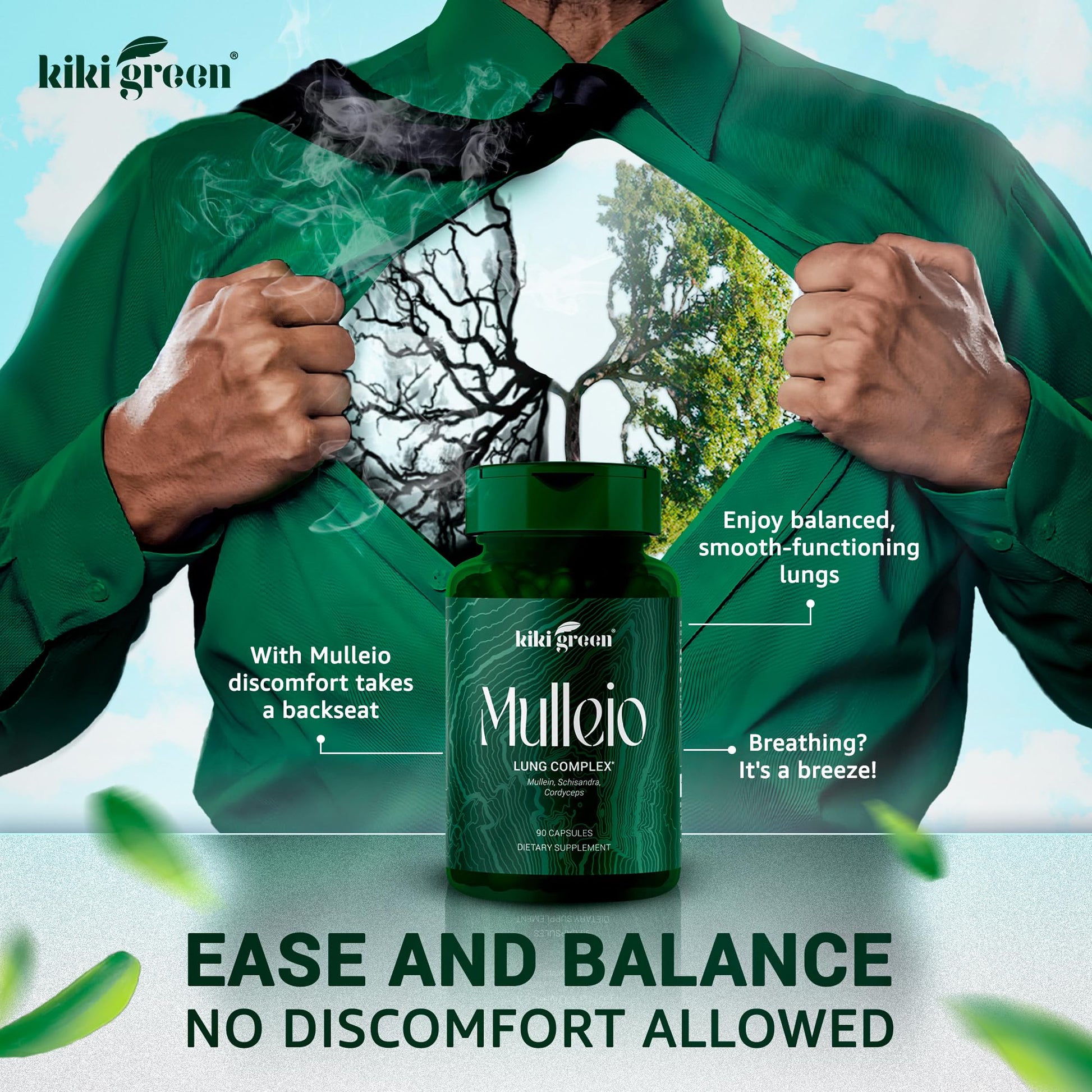 KIKI Green MULLEIO Lung Health Capsules: Herbal Supplement for Lung Cleanse, Better KIKI GreenBuy Supplements Australia
