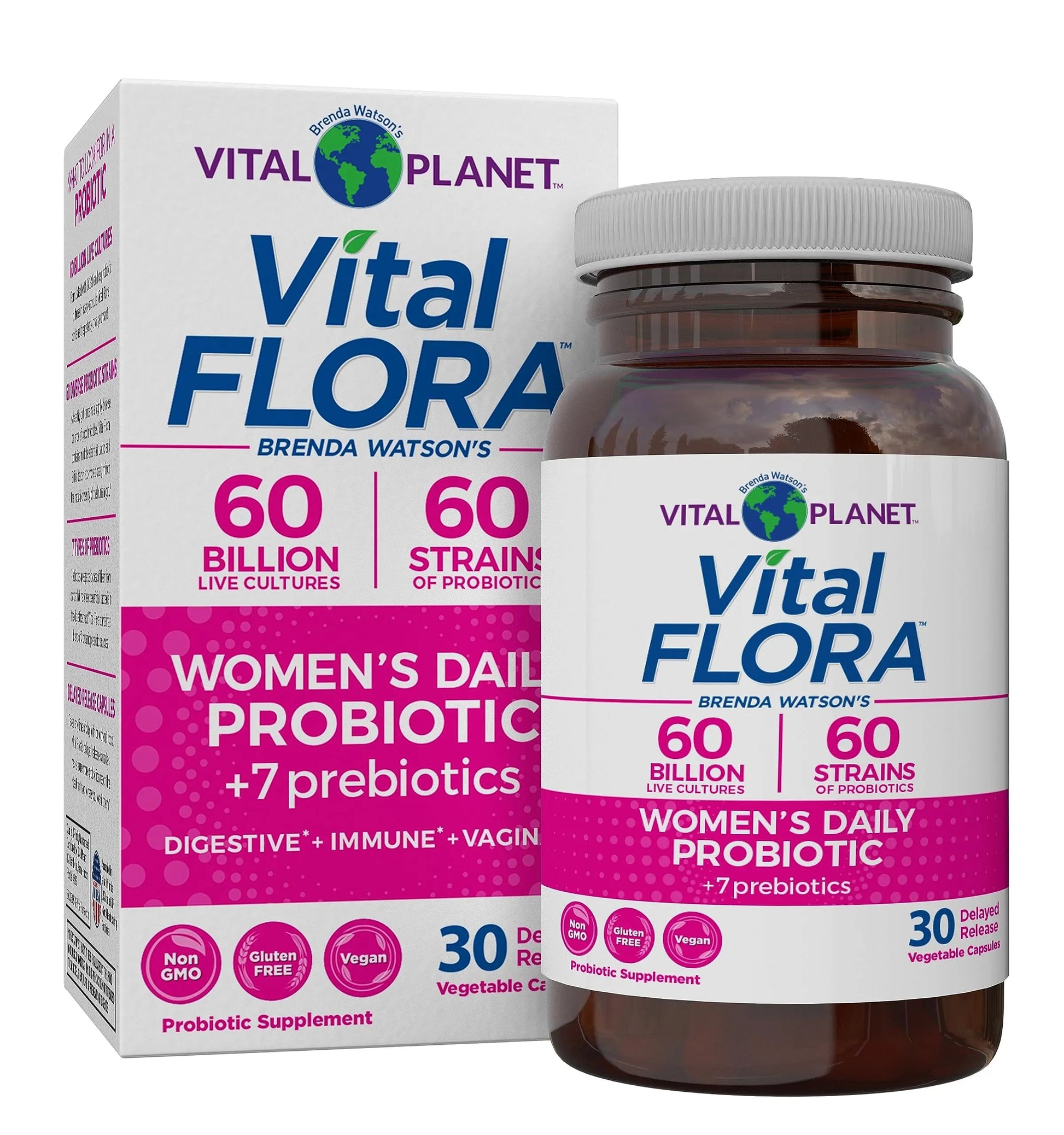 Vital Planet - Vital Flora Women’s Daily Probiotic 60 Billion CFU, 60 Diverse Strains, 7 Organic Prebiotics, Vaginal and Immune Support, Bloating, Digestive Health Probiotics for Women 30 Capsules Vital PlanetBuy Supplements Australia