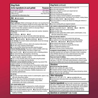 Amazon Basic Care Migraine Relief Geltabs, Pain Reliever, Acetaminophen 250 mg, Aspirin 250 mg (NSAID) and Caffeine 65 mg, Headache Relief, 80 Count Amazon Basic CareBuy Supplements Australia