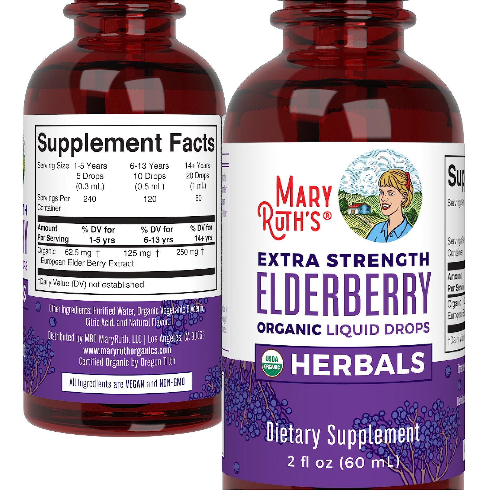 MaryRuth Organics Elderberry Syrup Extra Strength, USDA Organic Elderberry, Sugar Free Adults & Kids Immune Support Supplement for Ages 1+, Clean Label Project Verified®, Vegan, Gluten Free, 2 Fl Oz MARYRUTH'SBuy Supplements Australia
