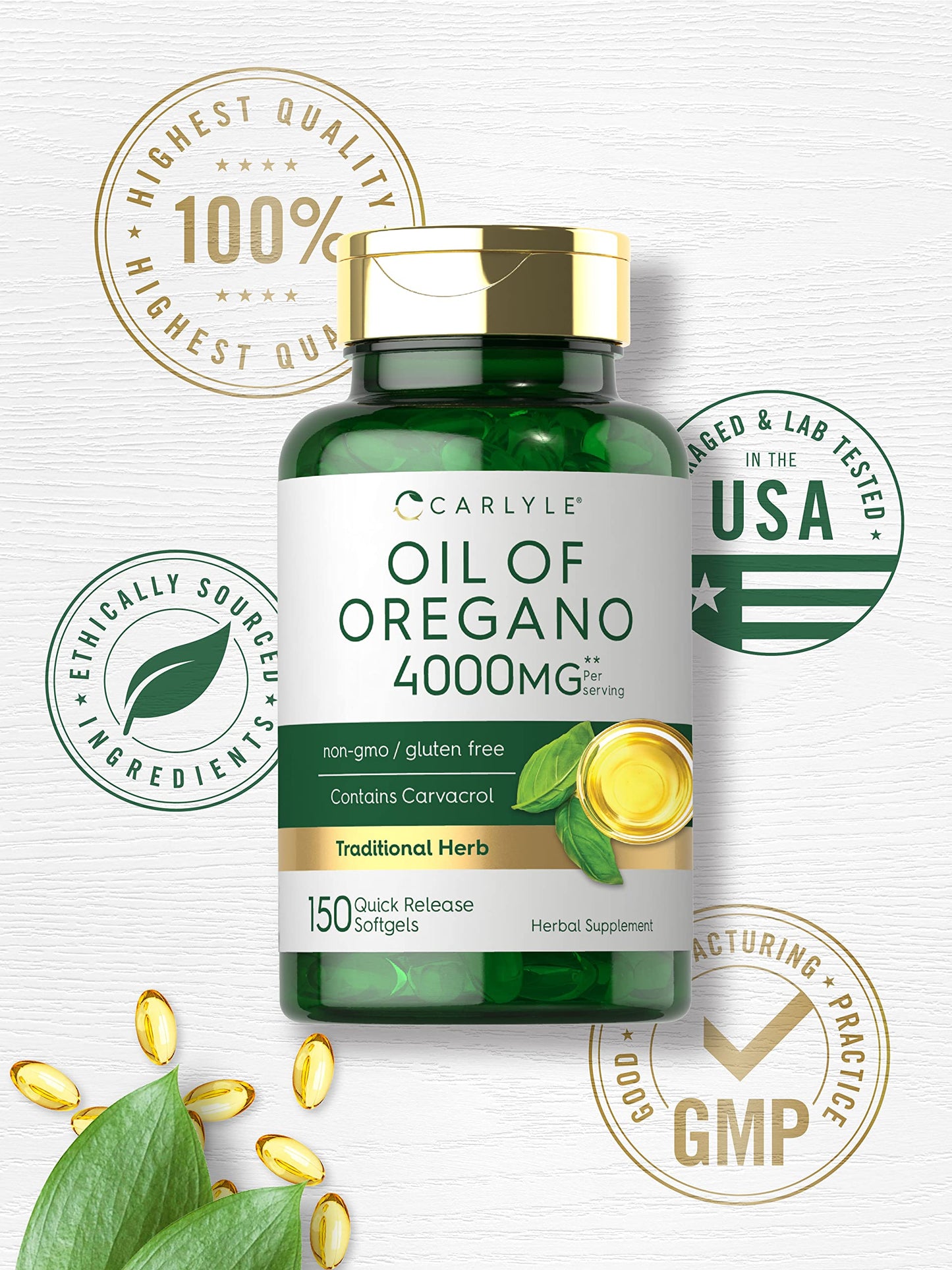 Oregano Oil Extract | Max Potency | 150 Softgel Capsules | Non-GMO and Gluten CarlyleBuy Supplements Australia
