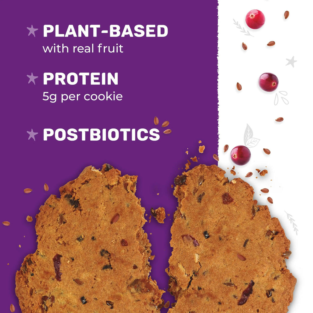3PM Afternoon Bites Cranberry Flaxseed Cookies with Postbiotics, 5g of Protein, 15 Cookies 3PM AFTERNOON BITESBuy Supplements Australia
