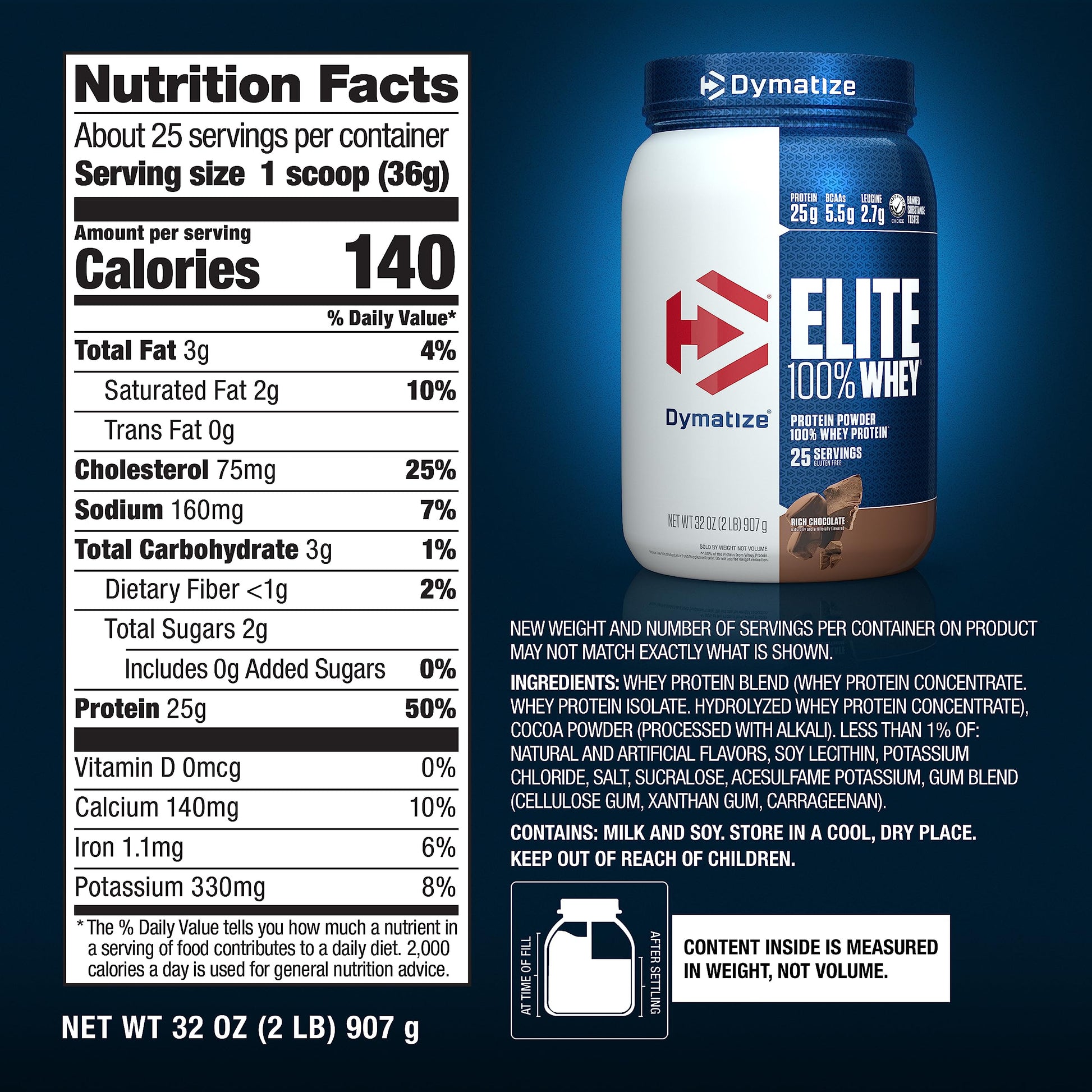Dymatize Elite 100% Whey Protein Powder, 25g Protein, 5.5g BCAAs & 2.7g L-Leucine DymatizeBuy Supplements Australia