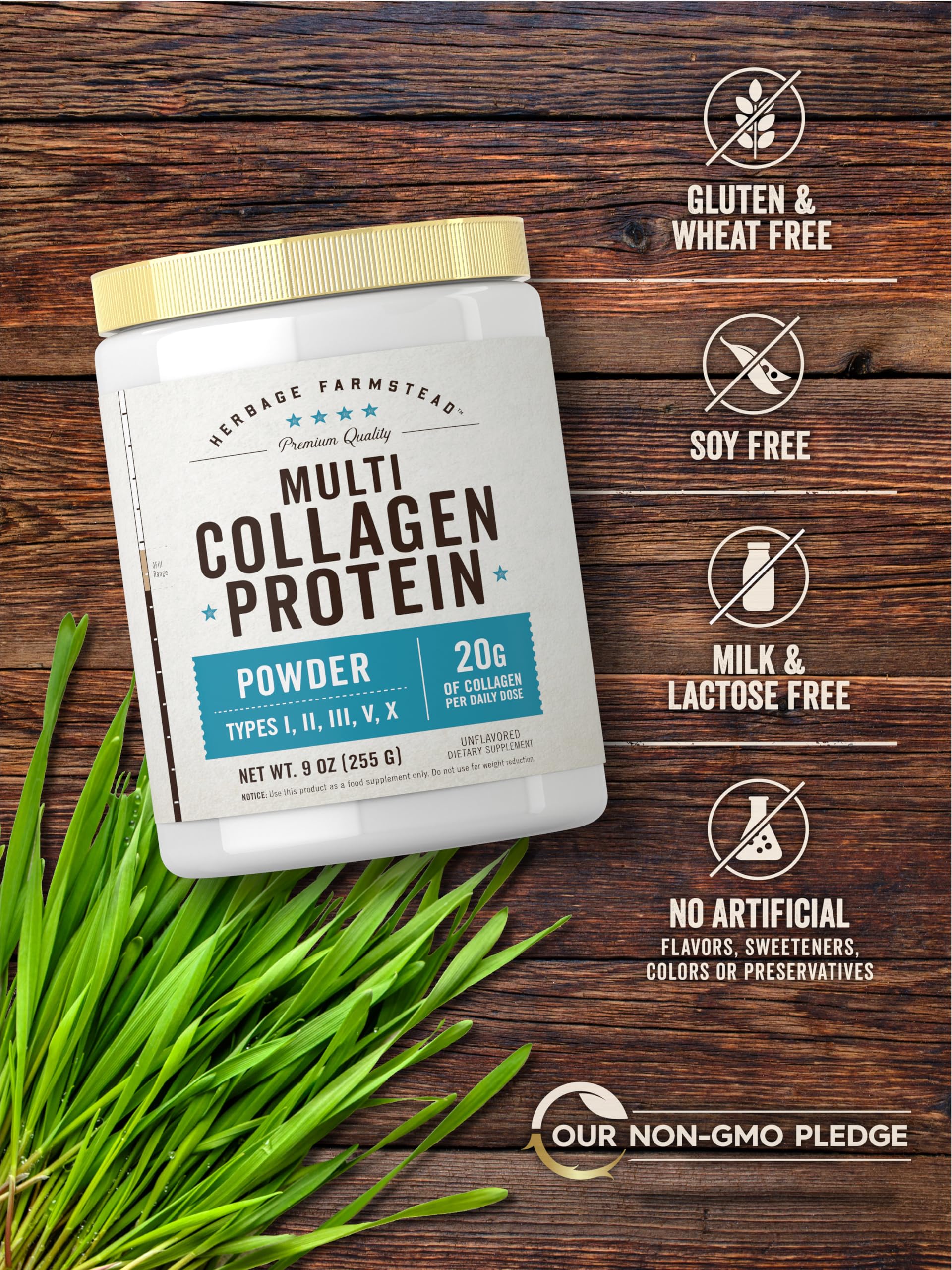 Carlyle Multi Collagen Protein Powder | Type I, II, III, V & X | 9 Oz | Peptides Premium Blend | Unflavored | for Women and Men | Non-GMO and Gluten Free | 25 Servings | by Herbage Farmstead Carlyle buy supplements Au