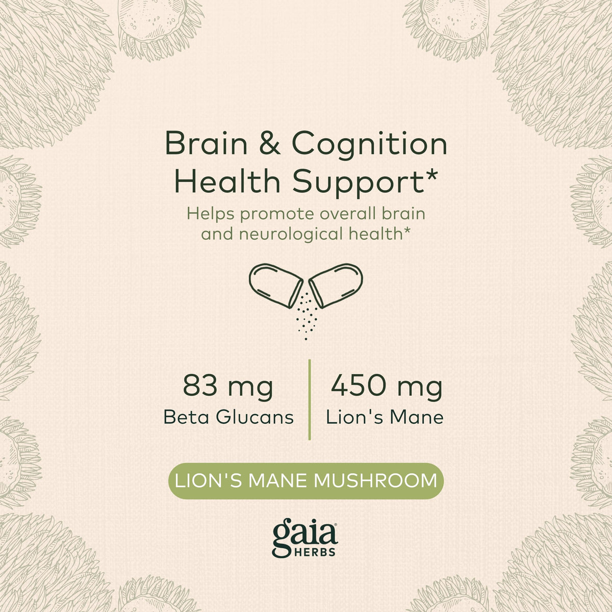 Gaia Herbs Organic Lion’s Mane Mushroom - Brain and Nerve Support Supplement Gaia HerbsBuy Supplements Australia