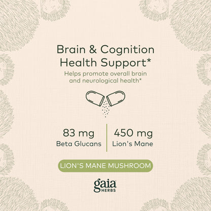 Gaia Herbs Organic Lion’s Mane Mushroom - Brain and Nerve Support Supplement Gaia HerbsBuy Supplements Australia