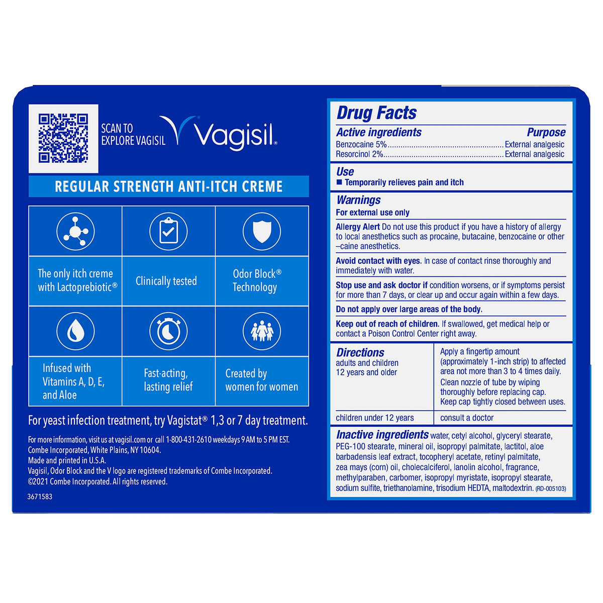 Vagisil Regular Strength Anti-Itch Feminine Cream for Women, Gynecologist Tested VagisilBuy Supplements Australia