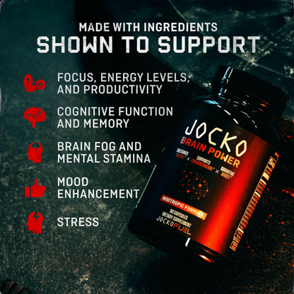 Jocko Fuel Brain Power - Nootropic Dietary Supplements for Memory & Focus wiht L Theanine, L Carnitine- Energy & Focus Supplement (90 Capsules) Jocko FuelBuy Supplements Australia