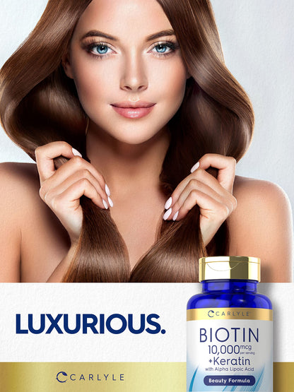 Carlyle Biotin 10000mcg | 150 Capsules | Beauty Formula with Keratin | Non-GMO, Gluten Free Supplement Carlyle buy supplements Au