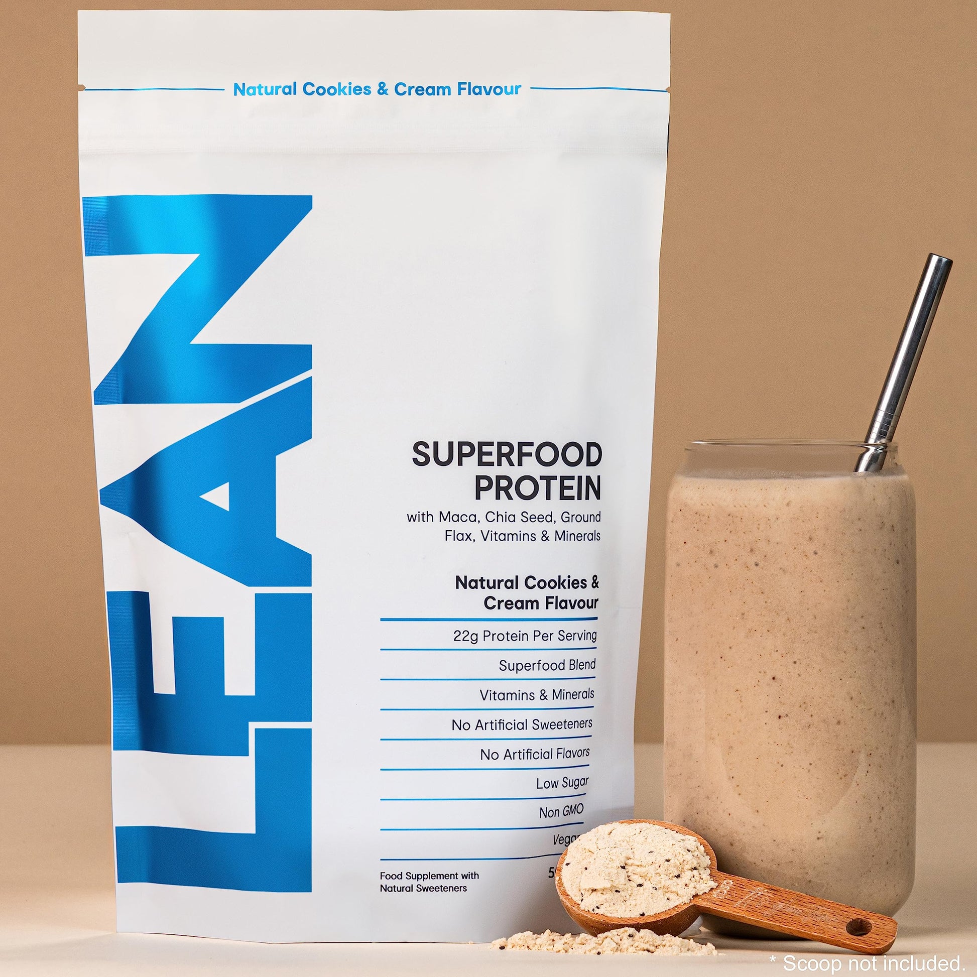 LEAN with Lilly Superfood Protein Vegan Protein Plant Based Protein Cookies and Cream Flavour 500g Lean With LillyBuy Supplements Australia