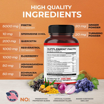 Ultra Fisetin Supplements Complex 7350mg Resveratrol 1000mg Quercetin 200mg ULTRA HERBSBuy Supplements Australia