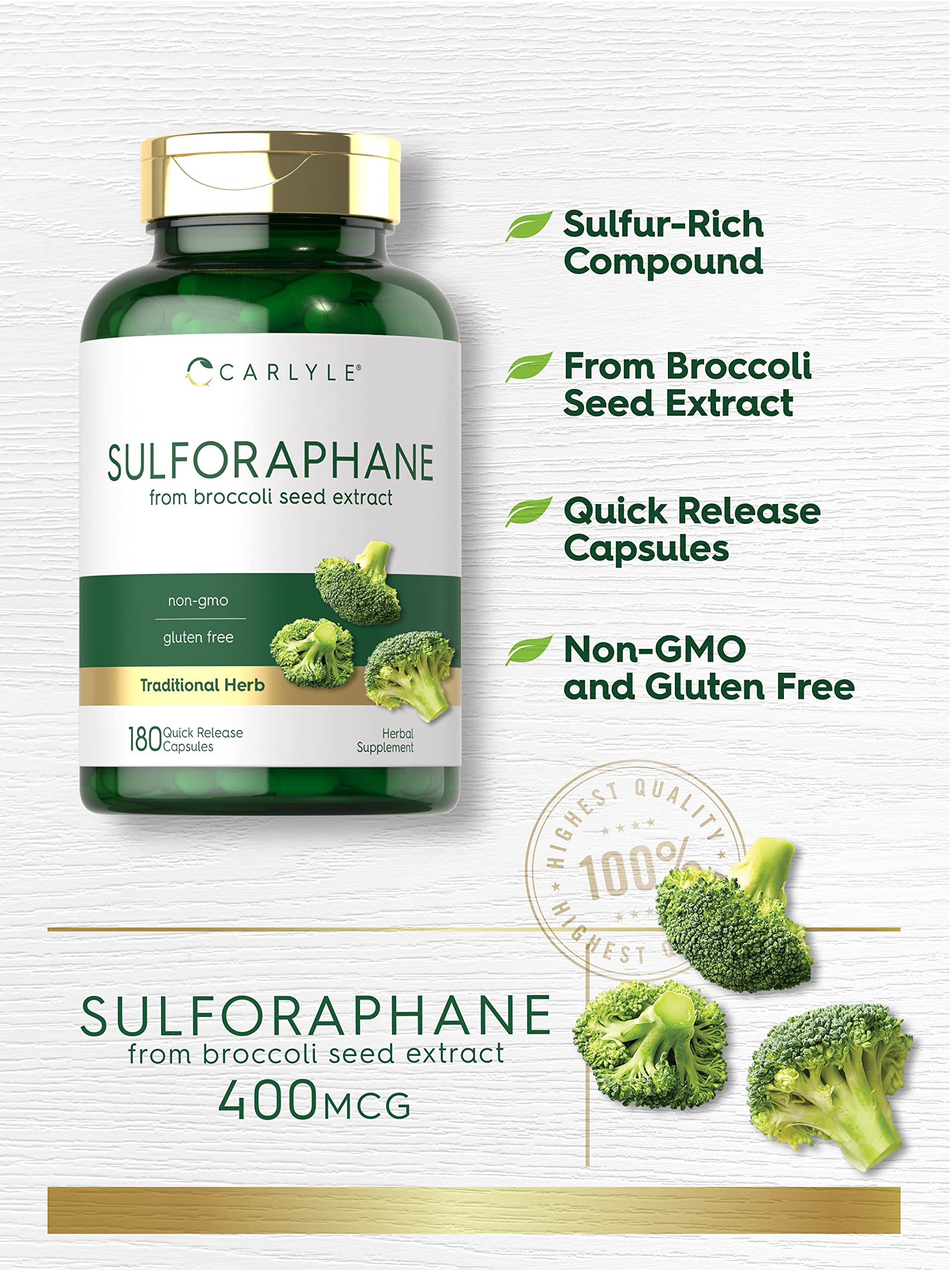 Carlyle Sulforaphane | from Broccoli Seed Extract | 180 Capsules | Traditional Herbal CarlyleBuy Supplements Australia