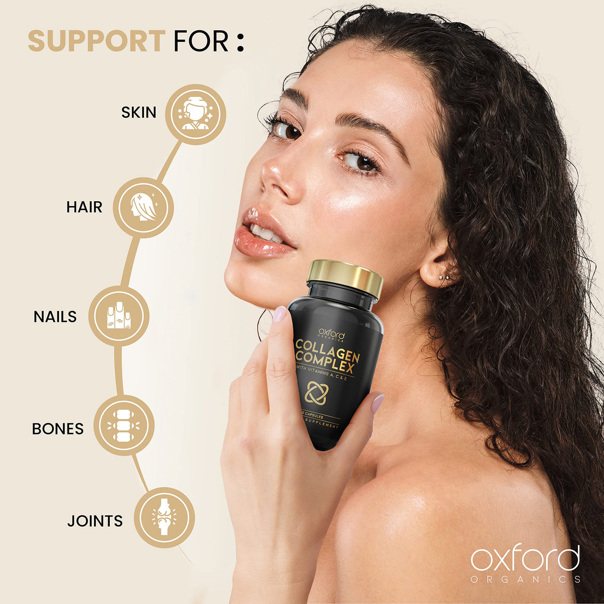 Advanced Collagen Complex | 1593mg Vitamin Boosted Complex for Glowing Hair, Skin & Nails Oxford OrganicsBuy Supplements Australia