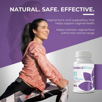 FEMALE RITUALS - Vaginal Moisturizer Boric Acid Suppositories for PH Balance - Bad Odors FEMALE RITUALSBuy Supplements Australia