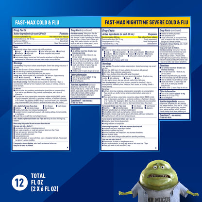 Mucinex Fast-Max Cold and Flu & Nightshift Medicine for Adults, Over-The-Counter Medication Combo Pack for Sore Throat Relief, Decongestant, Cough & Cold Medicine (2 x 6 Fl Oz) Mucinex buy supplements Au