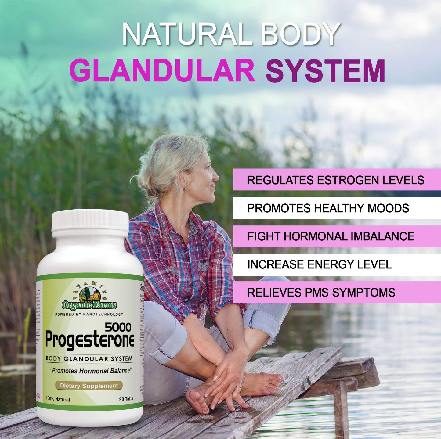 Organic Farm Vitamins Progesterone 5000 - Body glandular System Dietary Supplement, 100% Natural Progesterone Pills - Formula to Balance Hormones - progesterone Supplement, 90 Tablets Organic Farms VitaminsBuy Supplements Australia