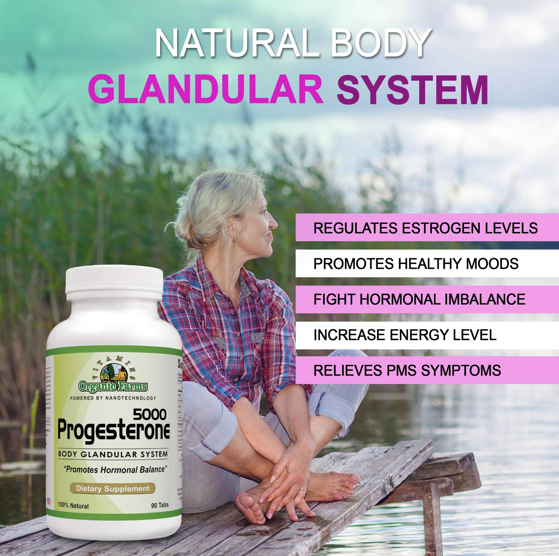 Organic Farm Vitamins Progesterone 5000 - Body glandular System Dietary Supplement, 100% Natural Progesterone Pills - Formula to Balance Hormones - progesterone Supplement, 90 Tablets Organic Farms VitaminsBuy Supplements Australia