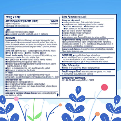 St. Joseph Aspirin Pain Reliever (NSAID) 81mg, Enteric Safety Coated, Adult Low Dose Aspirin, 365 ct (1 Year Supply, Packaging May Vary) St. JosephBuy Supplements Australia