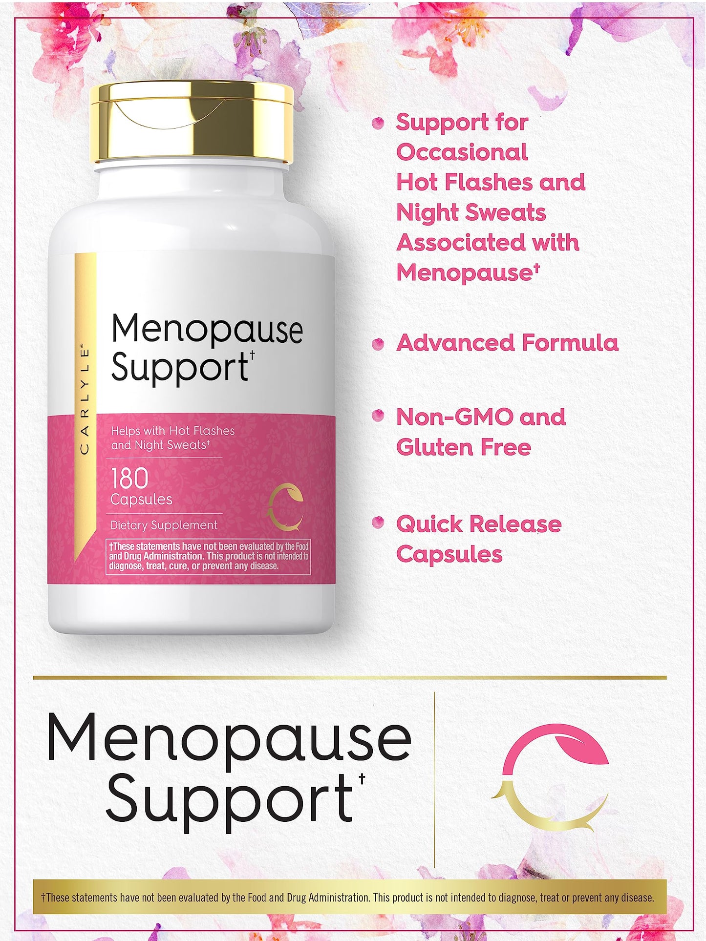 Carlyle Menopause Supplement for Women | 180 Capsules | Helps with Hot Flashes and Night Sweats | Non-GMO, Gluten Free Menopause Support CarlyleBuy Supplements Australia