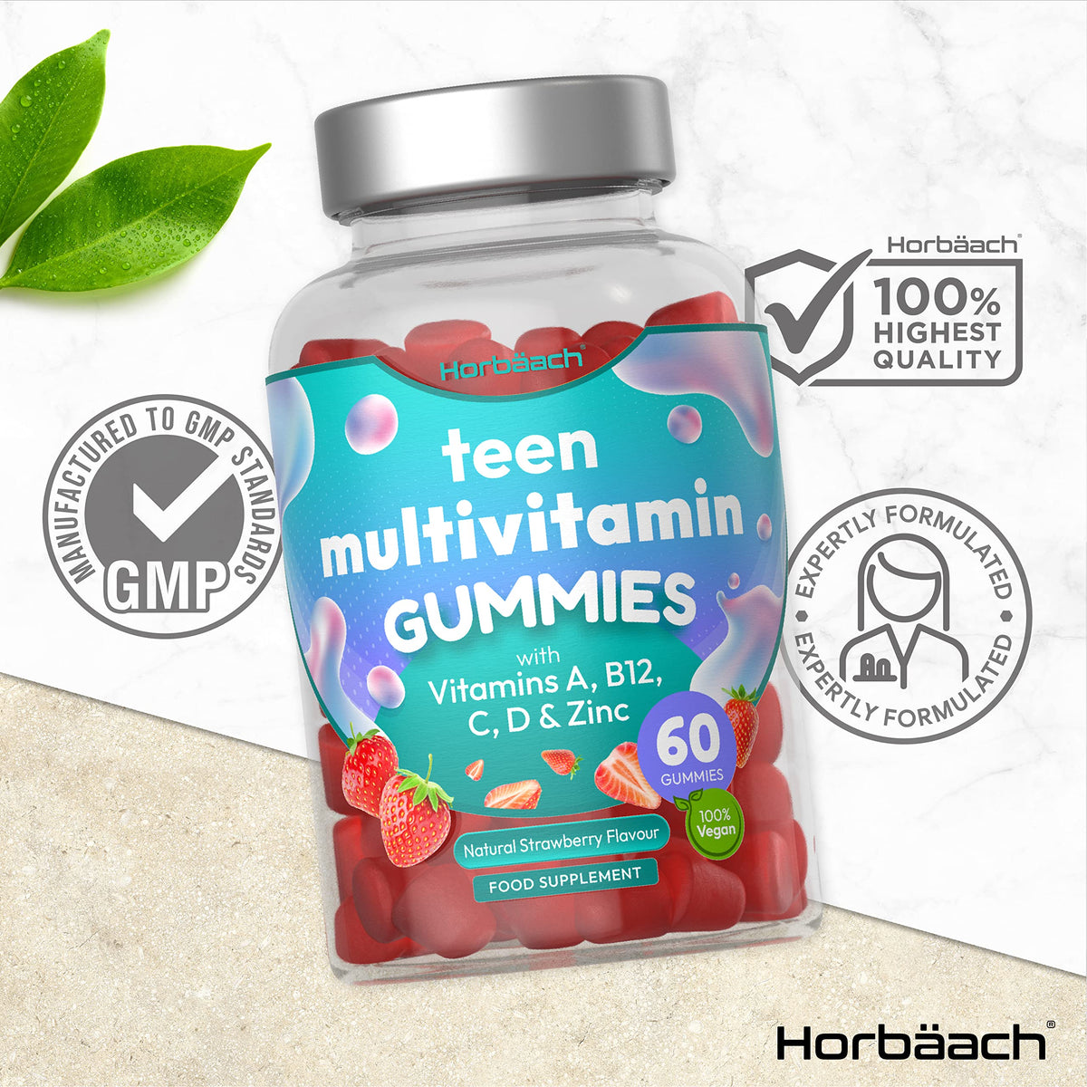 Multivitamins for Teens | 60 Vegan Gummies | 14 Essential Nutrients | with Vitamin A, B12 HorbäachBuy Supplements Australia