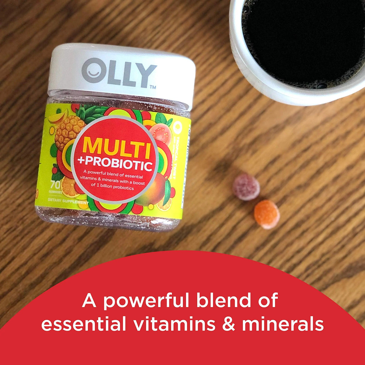 OLLY Multi + Probiotic Adult Multivitamin Gummy, 1 Billion CFUs, Digestive and Immune Support Chewable Supplement, Tropical Twist, 35 Day Supply - 70 Count OLLY buy supplements Au
