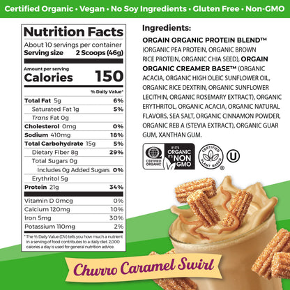 Orgain Organic Vegan Protein Powder, Churro Caramel Swirl - 21g Plant Based Protein OrgainBuy Supplements Australia