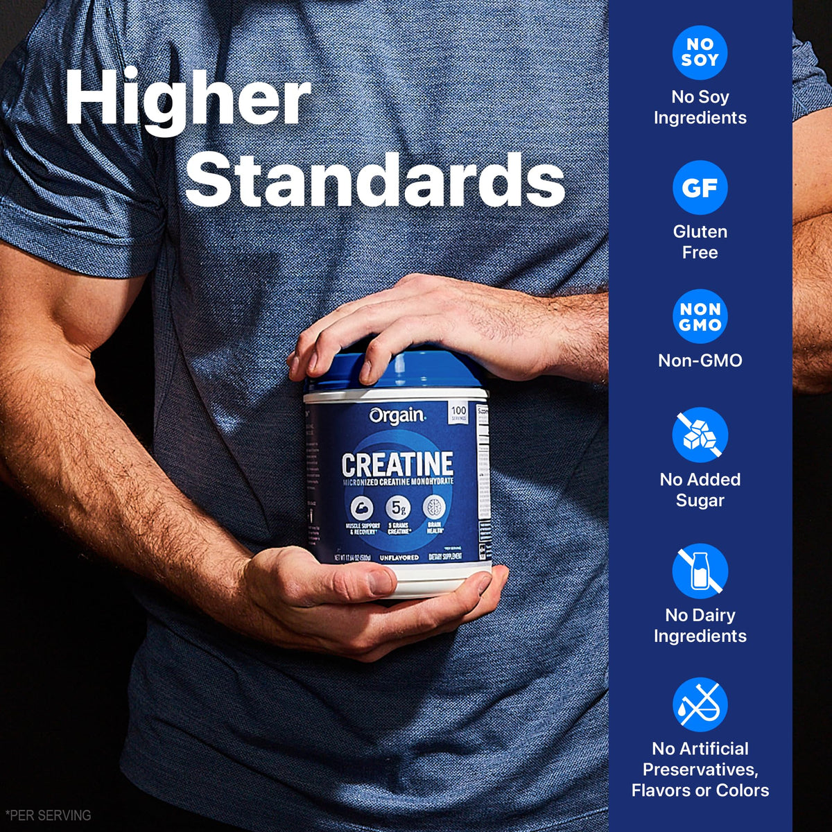 Orgain Creatine Monohydrate Micronized Powder, 100 Servings, Unflavored, Supports Muscle Growth, Post Workout Recovery and Brain Health, No Artificial Additives, for Men & Women, Vegan OrgainBuy Supplements Australia