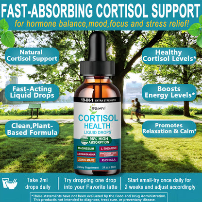 Cortisol Supplements for Women,19-in-1 Cortisol Supplement Liquid Drops w/Magnesium,L-Theanine,Ashwagandha,Omega-3, High Absorption Hormone Balanced for Women Drops - Sleep Focus Mood, Non-GMO JINGYATBuy Supplements Australia
