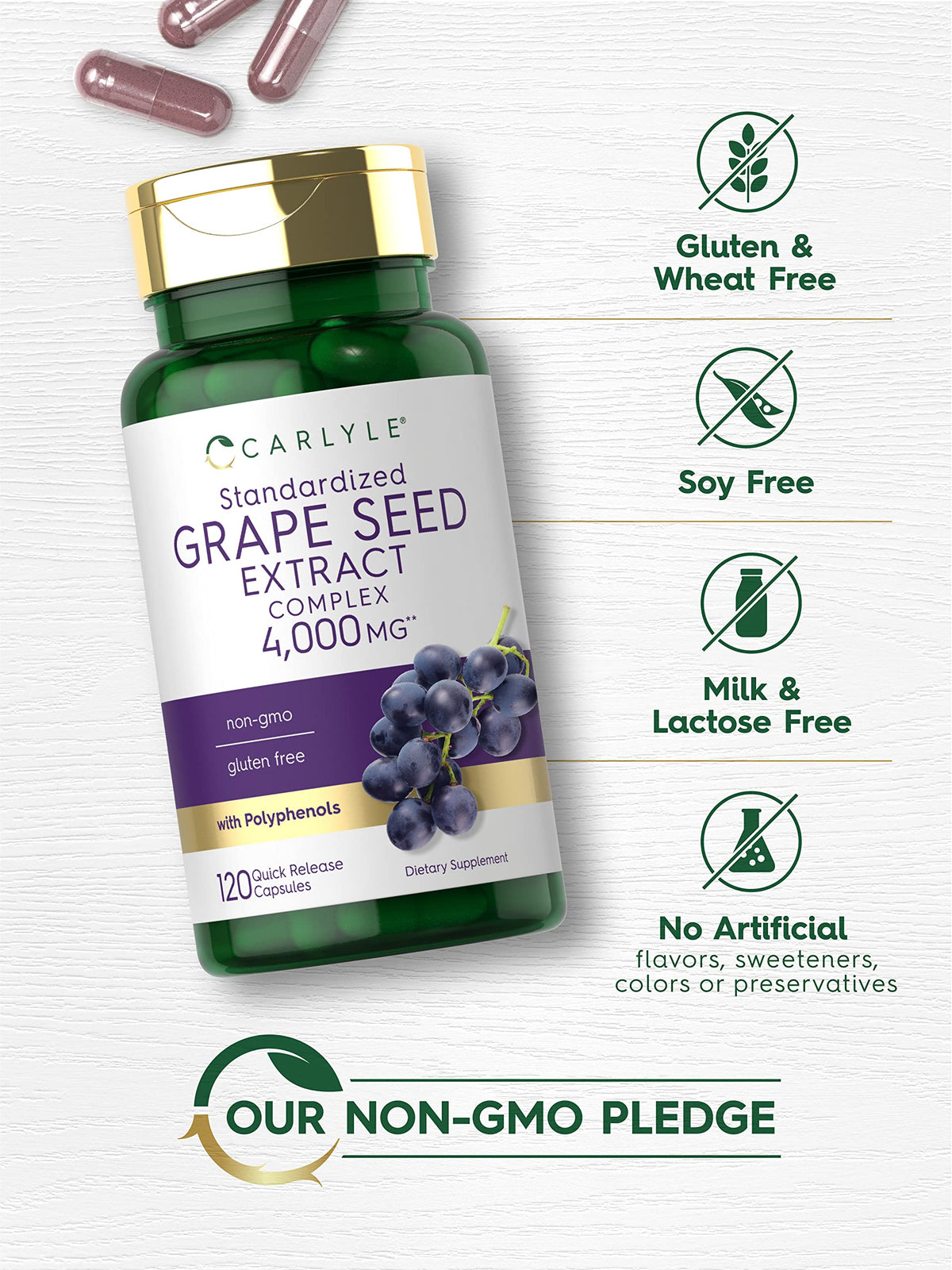 Carlyle Grape Seed Extract 4,000mg | 120 Quick Release Capsules | Standardized Extract CarlyleBuy Supplements Australia