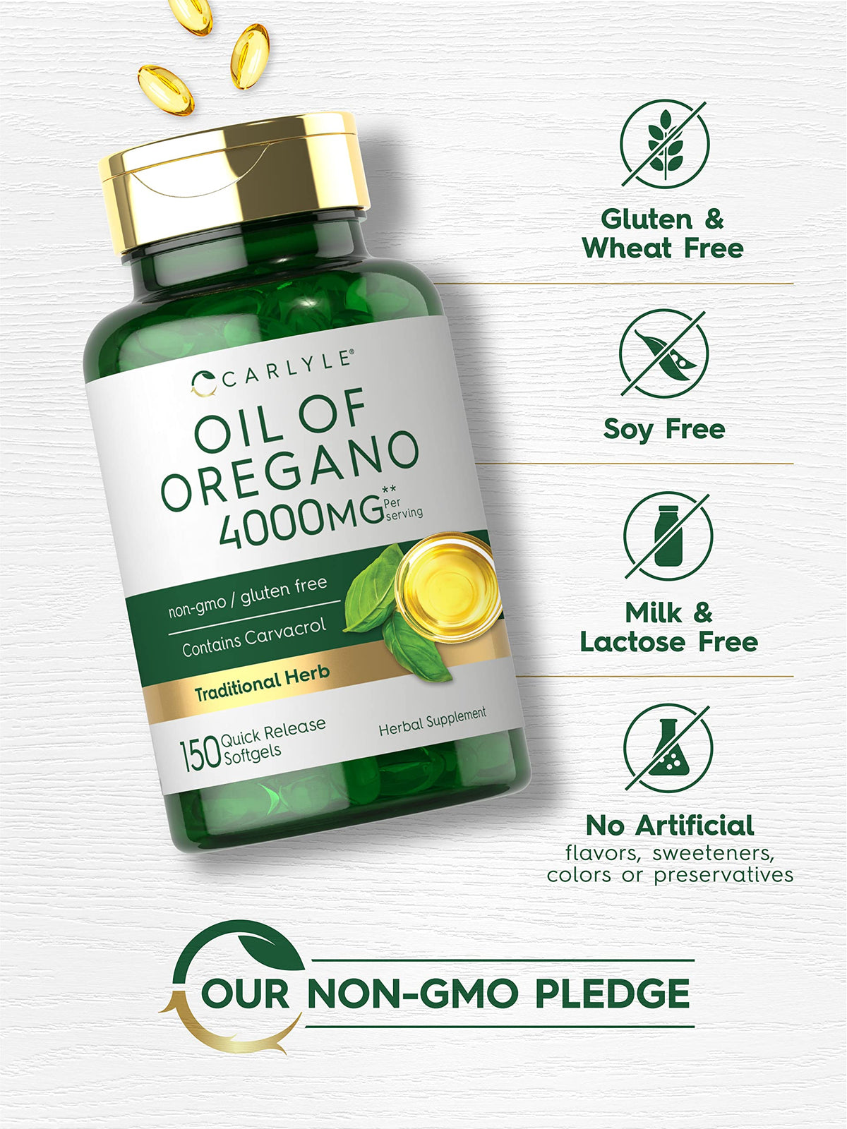 Oregano Oil Extract | Max Potency | 150 Softgel Capsules | Non-GMO and Gluten CarlyleBuy Supplements Australia