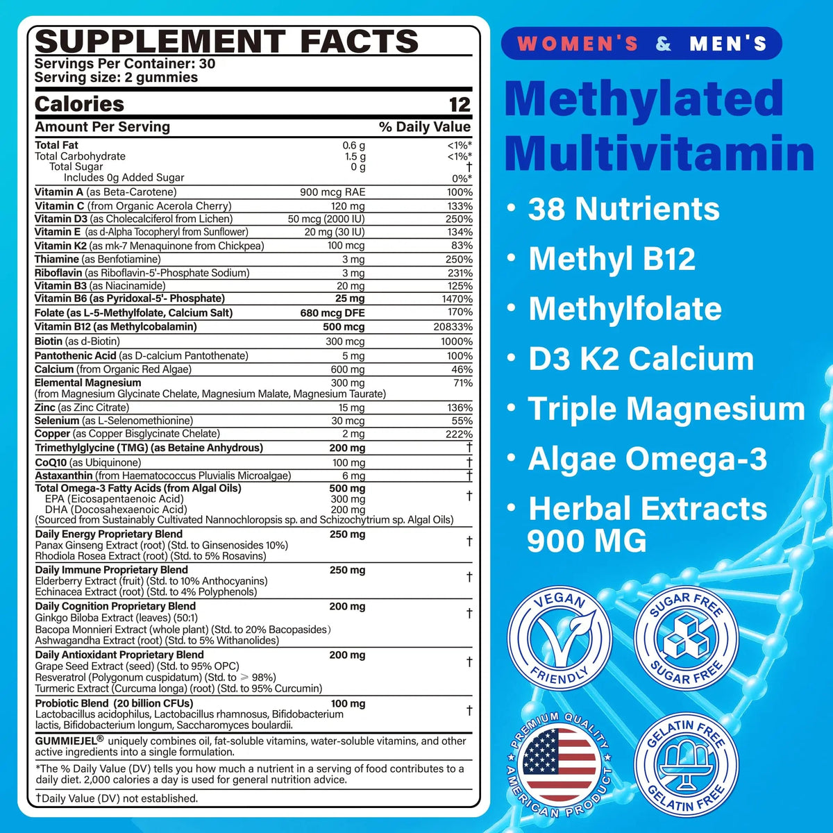 Methylated Multivitamin for Women & Men Gummies w/ Omega-3, Calcium, D3 K2, Methylfolate & B12, TMG, Daily Vitamin A, C, E, B Complex, Magnesium, CoQ10 NEVISSBuy Supplements Australia