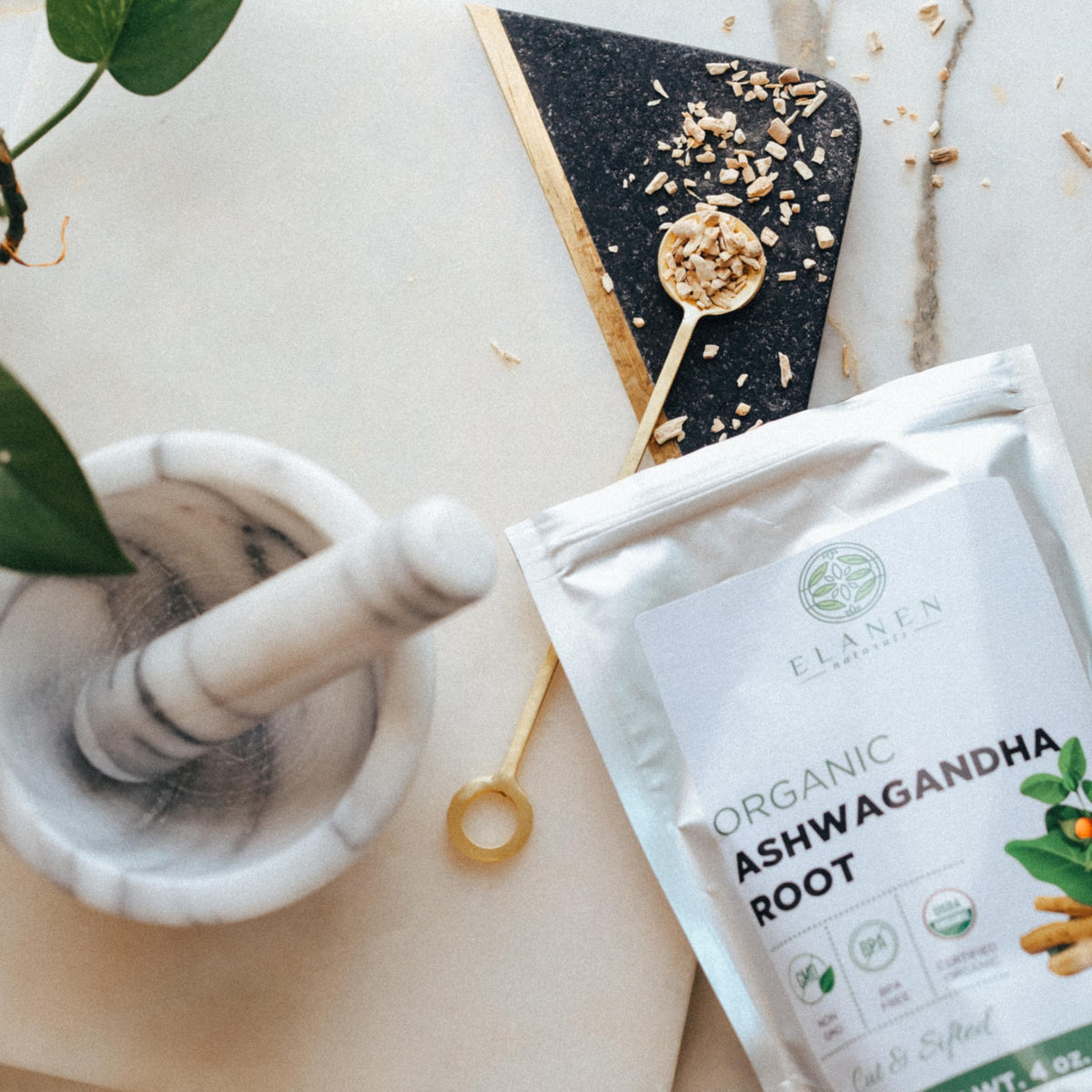 Elanen Naturals Organic Ashwagandha Root 4 oz. (113g), USDA Certified Organic Ashwagandha Root Loose Leaf Tea, Dried Withania somnifera, Cut & Sifted Elanen NaturalsBuy Supplements Australia