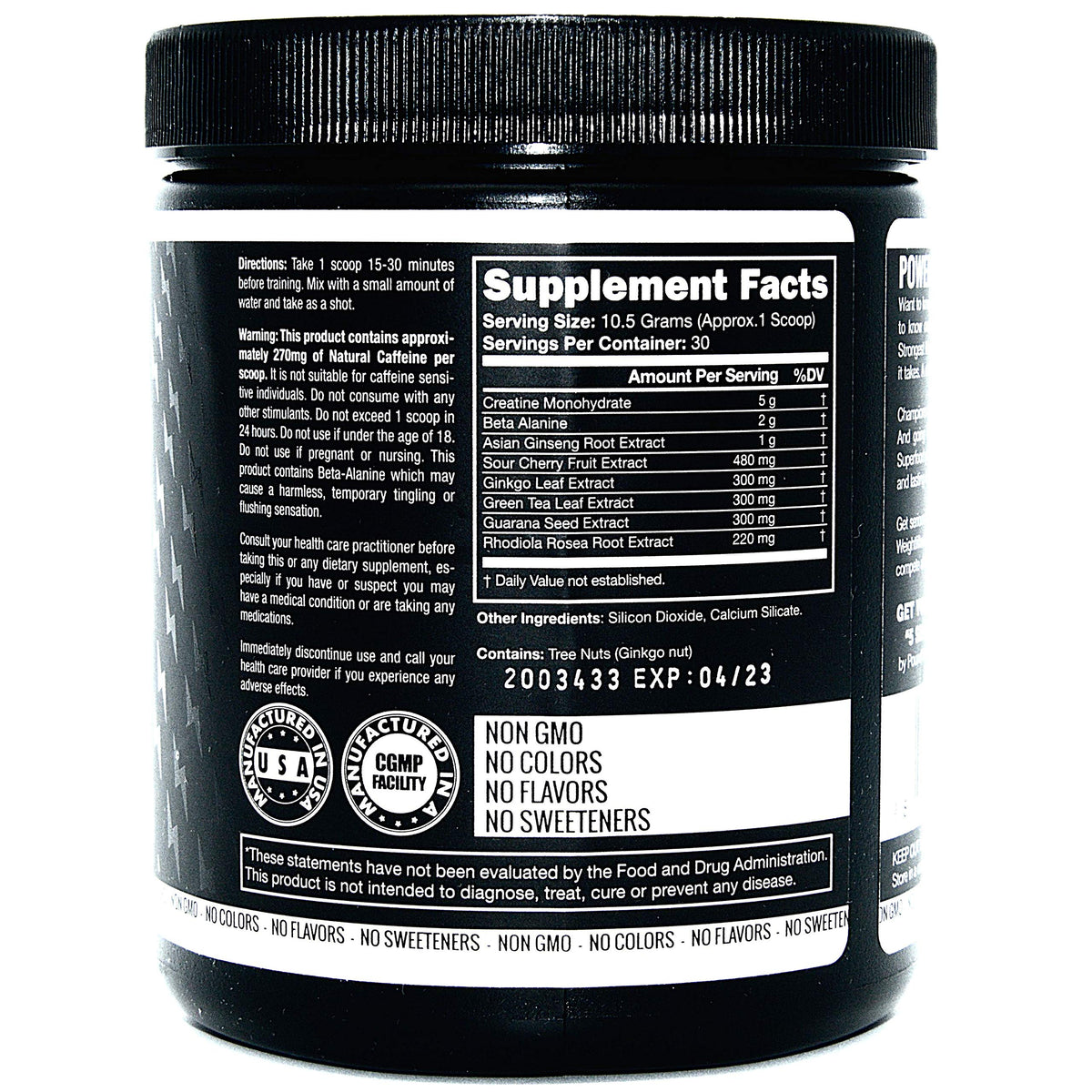Pre Workout, Best All Natural PreWorkout Supplement. Pure Power, Healthy Pump, Clean, Keto Vegan, Paleo, No Sugar Pre Work Out Powder for Men & Women, Strength & Energy - 315g Unflavored