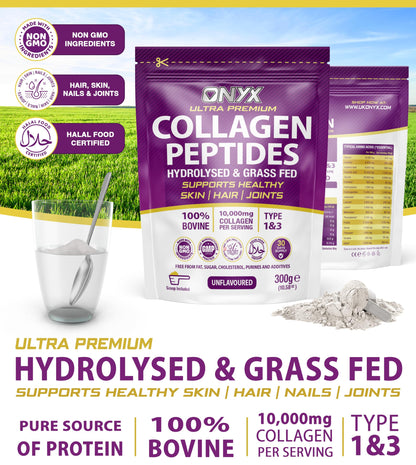 Premium Collagen Powder 300g Hydrolysed Bovine Collagen Peptides Powder ONYX INGREDIENTS 101Buy Supplements Australia