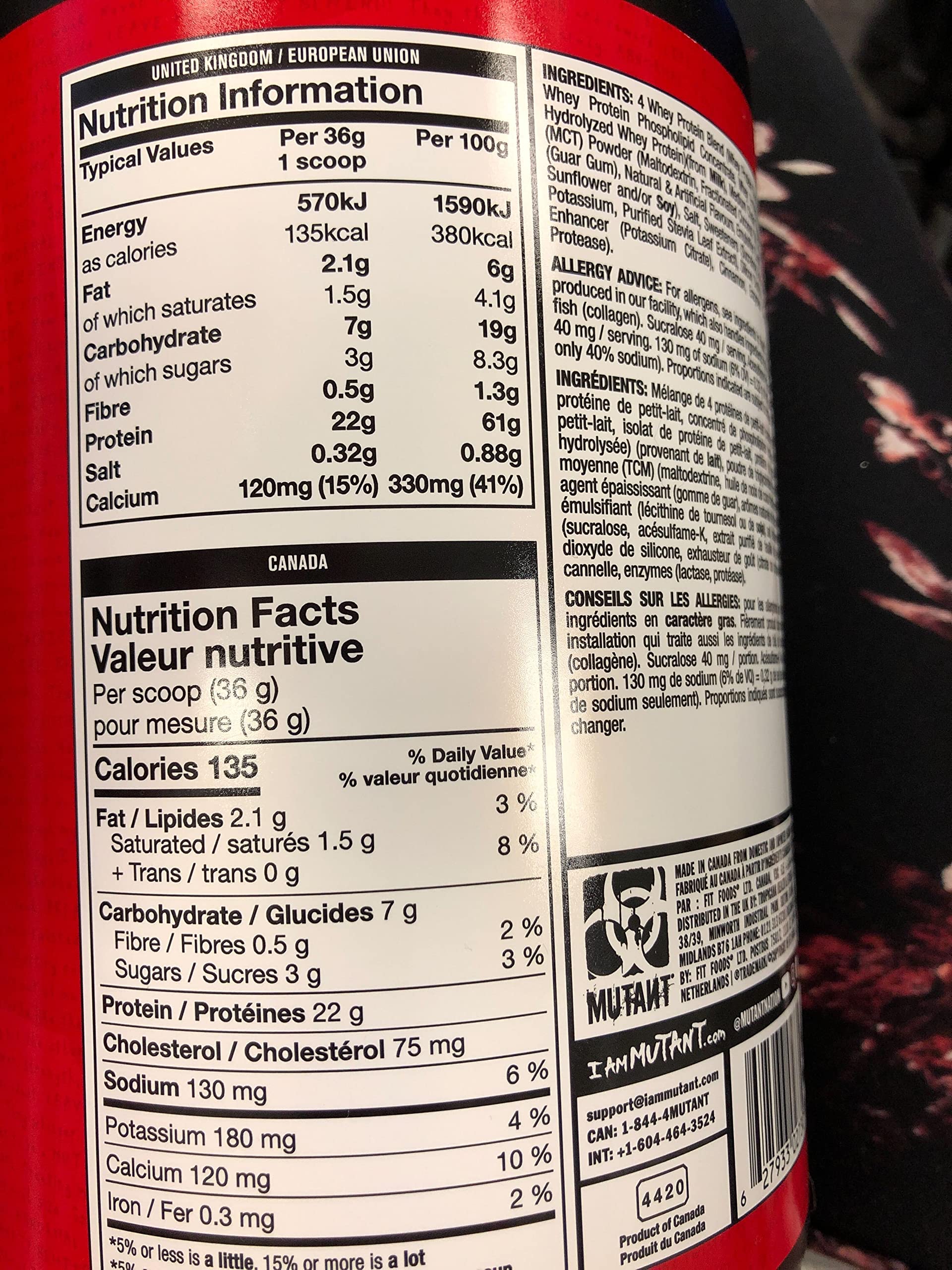 Mutant Whey – 100% Whey Protein Powder, Gourmet Taste, 22g of Protein, 10.4 g EAAs, 5 g BCAAs MutantBuy Supplements Australia