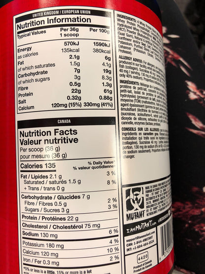 Mutant Whey – 100% Whey Protein Powder, Gourmet Taste, 22g of Protein, 10.4 g EAAs, 5 g BCAAs MutantBuy Supplements Australia