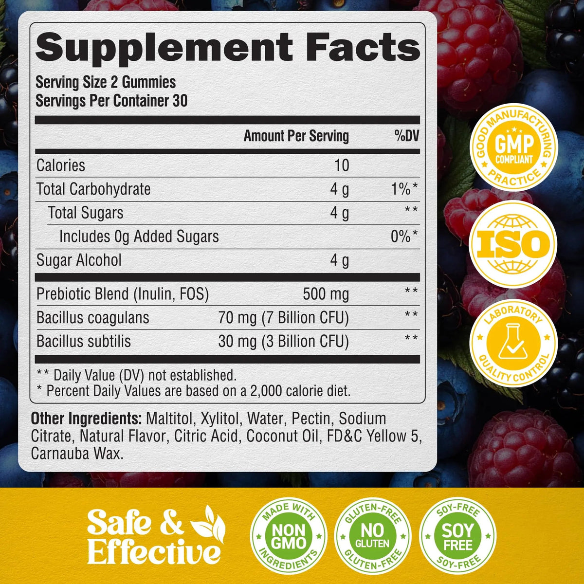 Probiotic Gummies 10B CFU with Prebiotic Fiber - Digestion & Immune Support - Debloat, Stomach & Gut Comfort - Probiotics for Women & Men - Natural Berry Flavor - Vegan & Sugar-free - 60 Gummies NUTRAHARMONYBuy Supplements Australia