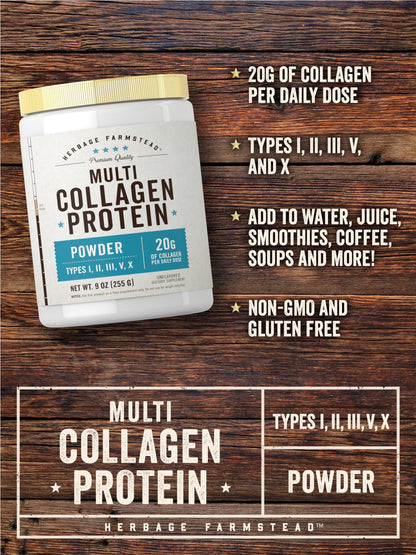 Carlyle Multi Collagen Protein Powder | Type I, II, III, V & X | 9 Oz | Peptides Premium Blend | Unflavored | for Women and Men | Non-GMO and Gluten Free | 25 Servings | by Herbage Farmstead Carlyle buy supplements Au