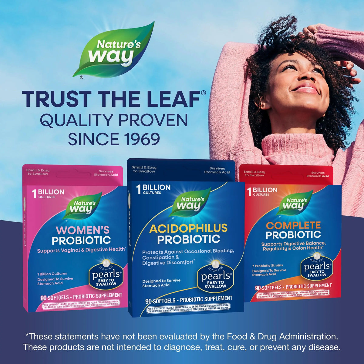 Probiotic Pearls Acidophilus Once Daily Probiotic Supplement, 1 Billion Live Cultures, Survives Stomach Acid, No Refrigeration, 90 Softgels Nature's WayBuy Supplements Australia