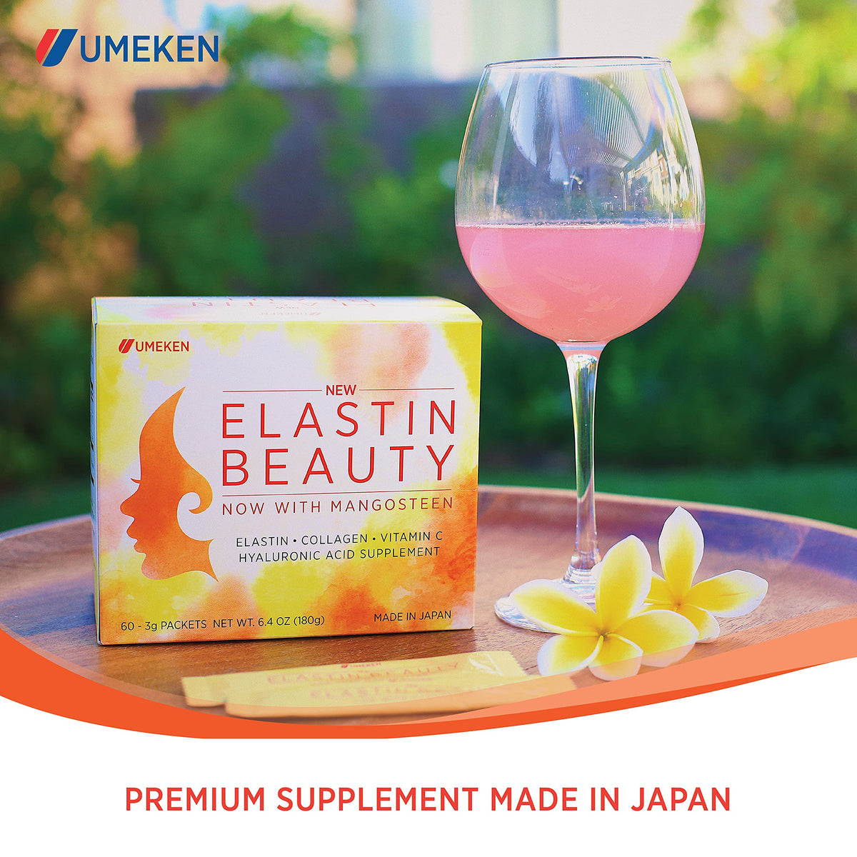 Umeken Elastin Beauty Powder Supplement with Collagen Peptides, Hyaluronic Acid, Vitamin C and Mangosteen Fruit, Women’s Health and Wellness, 1 Month Supply, 60 Packets Umeken buy supplements Au