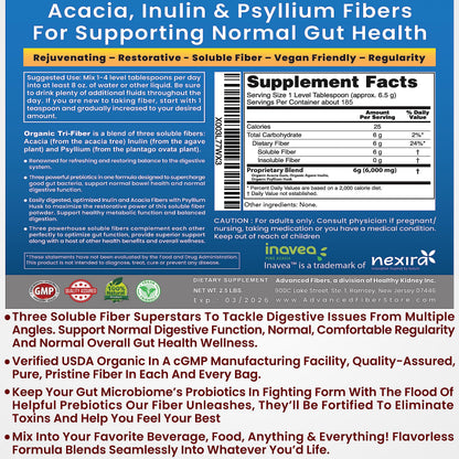 Kidney Restore Tri-Fiber Organic Soluble Fiber Powder, Unflavored High Fiber 3-in-1 Kidney RestoreBuy Supplements Australia