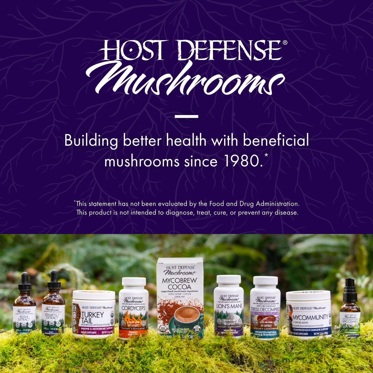 Host Defense MycoBotanicals Brain* Capsules - Brain Support Supplement with Lion's Mane, Reishi & Cordyceps Mushroom - Herbal Supplement for Memory & Focus Support - 60 Capsules Host DefenseBuy Supplements Australia